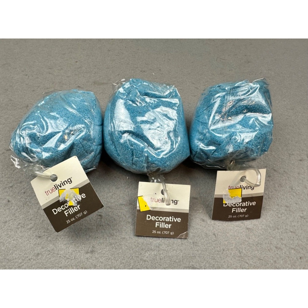 Lot of 3 True Living Blue Decorative Craft Glass Chips Jar Filler 25‎ oz. 770g
